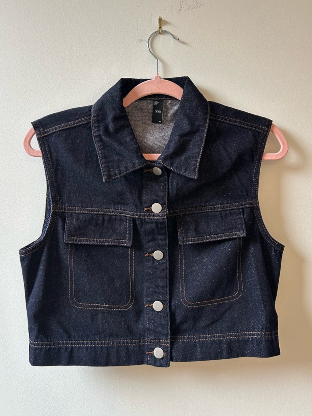 Navy blue denim vest